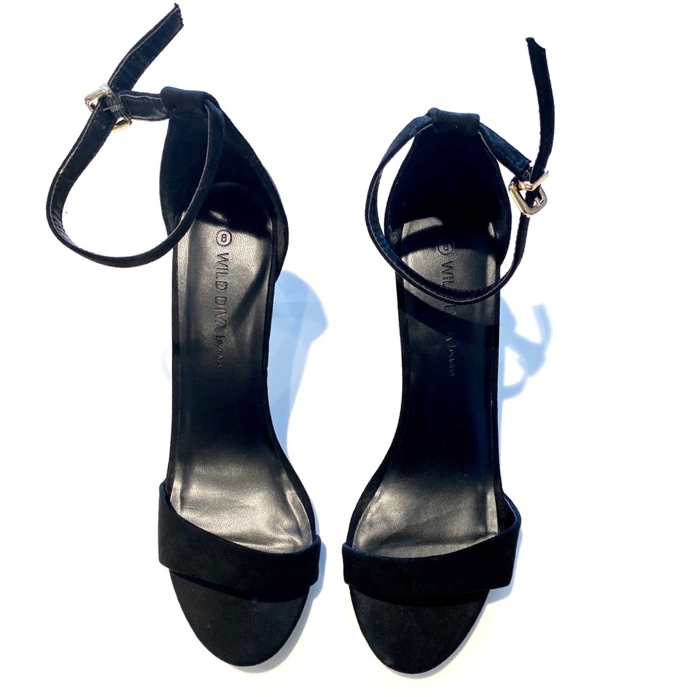 Wild Diva Ankle Strap Black Heels